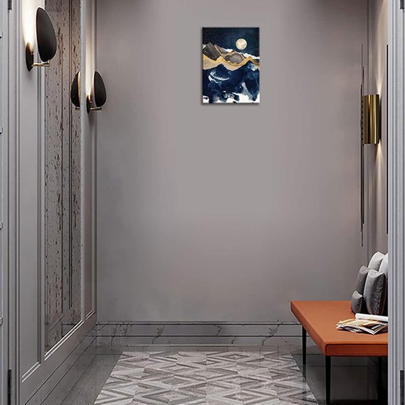 Abstract Mountain and Stars Moon Painting on Framed Canvas Print 24Lx 16W x1" - Picture 5 of 6